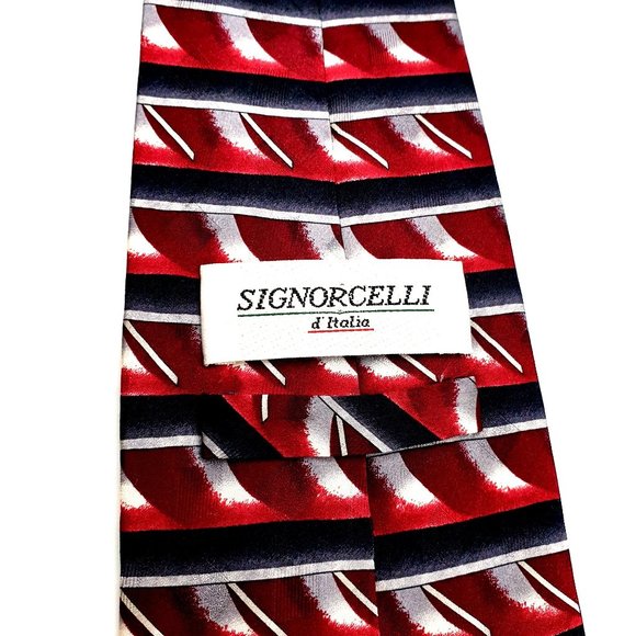 Signorcelli Mens Necktie Designer Maroon Black Accessory Office Work Casual Dad - Picture 5 of 5